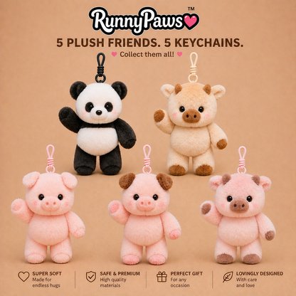 RunnyPaws™ Running Plushies Schlüsselanhänger